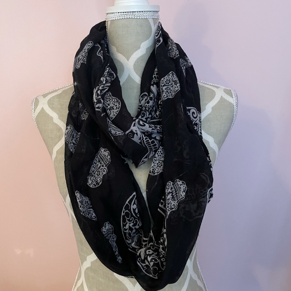 Brand new black skull scarf